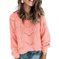 thumbnail image 1 of HOTAPEI Pullover Sweaters for Women Elegant Crochet Hollow Out Sweater Long Sleeve Sweaters Crewneck Knitwear Pullover Tops, 1 of 6