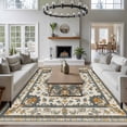thumbnail image 3 of 5'x8' Area Rugs, Orange Boho Indoor Outdoor Area Rug for Living Room Bedroom, Southwestern Geometric Vintage Ethnic Washable Bathroom Rugs Kitchen Floor Carpet Mats Home Decor Aesthetic, 3 of 8