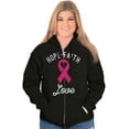 thumbnail image 3 of Hope Faith love Breast Cancer Ribbon Womens Plus Size Graphic Zipper Hoodie Brisco Brands 2X, 3 of 5