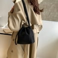 thumbnail image 2 of Casual Soft Polyester Drawstring Small 2 Way Bucket Shoulder Bag Crossbody, 2 of 6