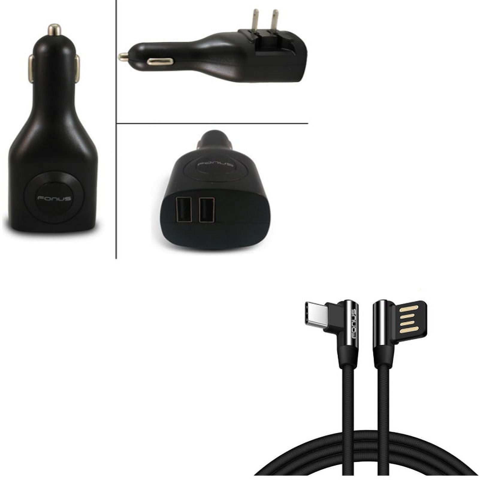 Power Cord 10ft Type-C Angle USB Cable w 2-in-1 2-Port USB Car Home Charger L1G for Samsung Galaxy Tab Active Pro S6 10.5 S5e 10.5 S4 10.5 Note 10 Plus A 10.1 (2019) Fold A20 A10e