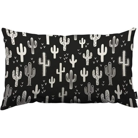 

HOSNYE Western Cactus Throw Pillow Cover Black & White Monochromatic Linen Fabric for Couch Bed Sofa Car Waist Cushion Cover 16x16 Pillow Case