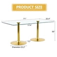 thumbnail image 3 of Hi loPres 71" Glass Dining Table with Gold Pedestal, Large Modern Tempered Glass Table for 6-8, Stable and Reliable Centerpiece for Home Office, 3 of 8