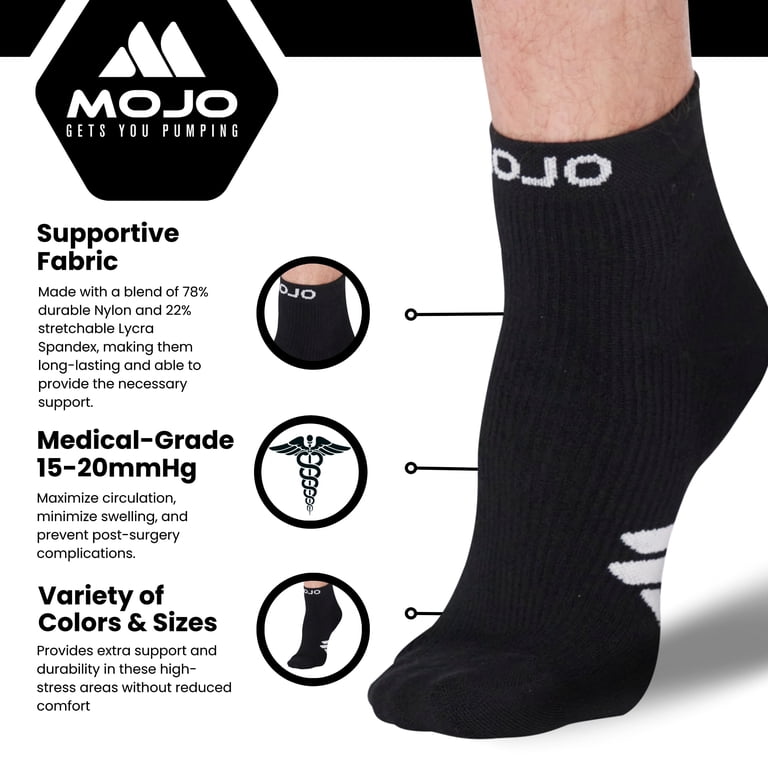 2XL Plus Size Ankle Compression Socks for Men, Women 15-20mmHg