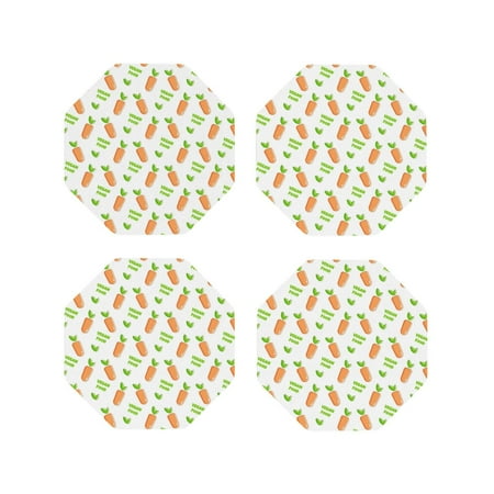 

Honeii Vegan Fruit Carrot Print Leather Coaster Set of 4 Ideal for Safeguarding Your Furniture from Drinks Spills and Effortless Cleanup-Octagon