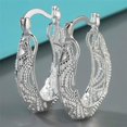 thumbnail image 1 of Trendy Silver Color Hollow Circle Hoop Earrings for Women Fashion Korean Style U Shape Earrings Wedding Engagement Party Jewelry, 1 of 5
