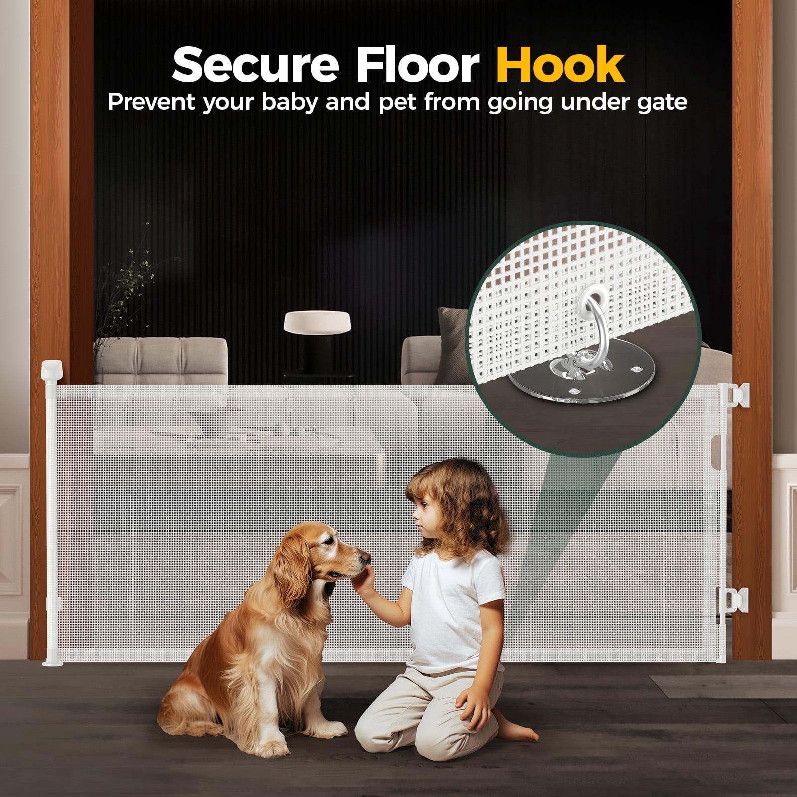 BEBANG Retractable Baby Gate Extra Wide, 71" Retractable Dog Gate for Stairs, Doorways, Hallways, Indoor and Outdoor