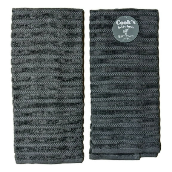 Set of 2 GRAPHITE Textured Terry Kitchen Towels by Kay Dee Designs