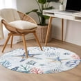 thumbnail image 4 of Ocean Starfish Round Area Rug 3.3 FT, Non Slip Small Entryway Kitchen Mat, Summer Coastal Coral Flower Shells Washable Soft Circular Rug Non-Shedding Door Mat for Bathroom Playroom Kids Room, 4 of 9