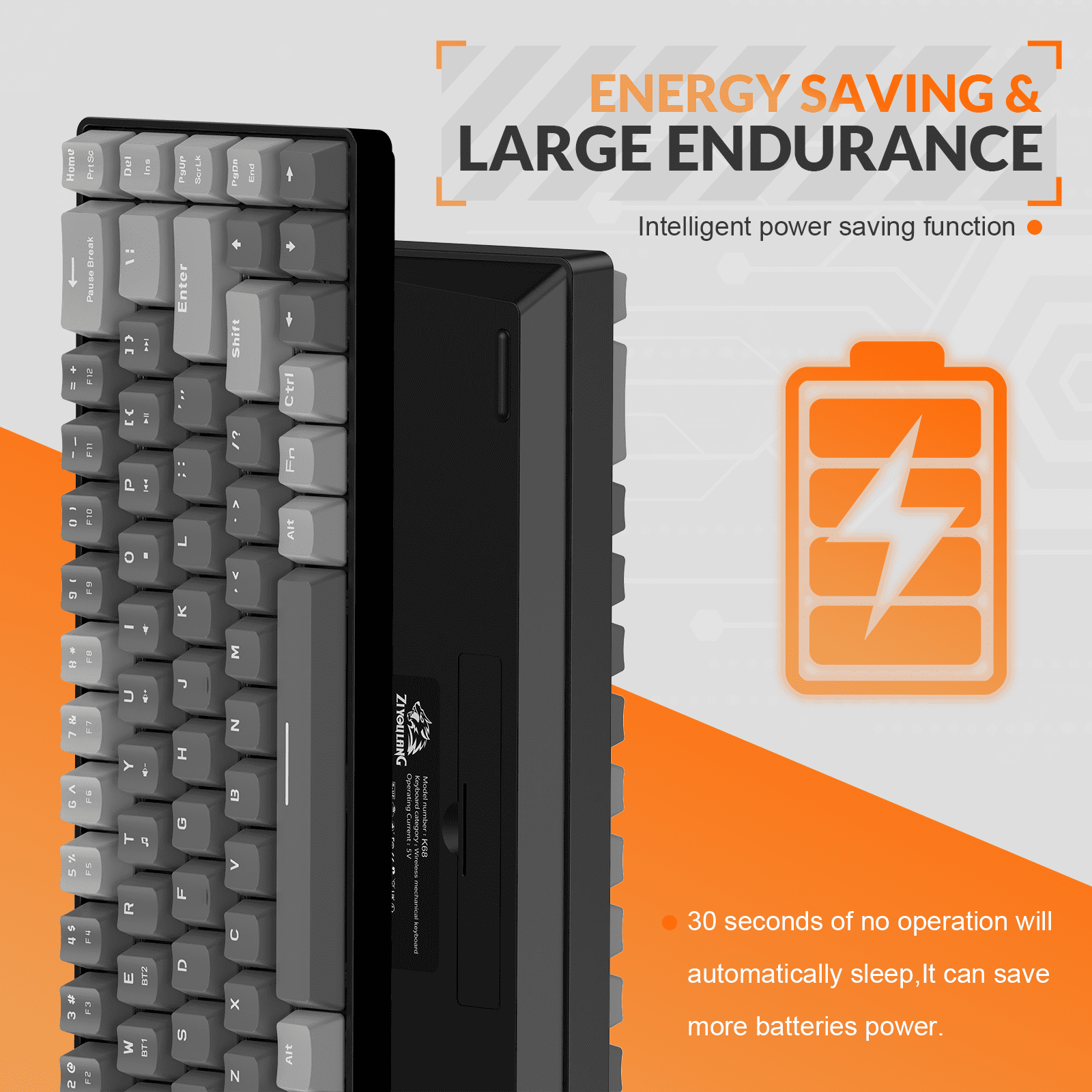 Magic-Refiner K68 Hot Swappable Bluetooth Gaming Keyboard, Deep Gray