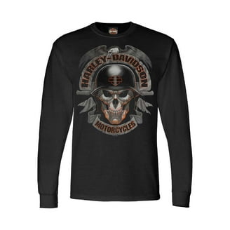 Men's Skull Lightning Crest Graphic Long Sleeve Shirt, Black