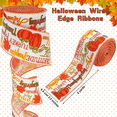 thumbnail image 3 of Husfou 4 Rolls Thanksgiving Wired Edge Ribbon for Fall, Autumn Pumpkin Buffalo Plaid Burlap Ribbon for Wreath Decorations DIY Gift Wrapping Floral Bows Craft Supplies, 2.5in x 24yd, 3 of 7