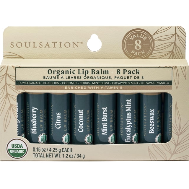 Set de bálsamo labial SOULSATION Organic 8 Flavors Hidratante