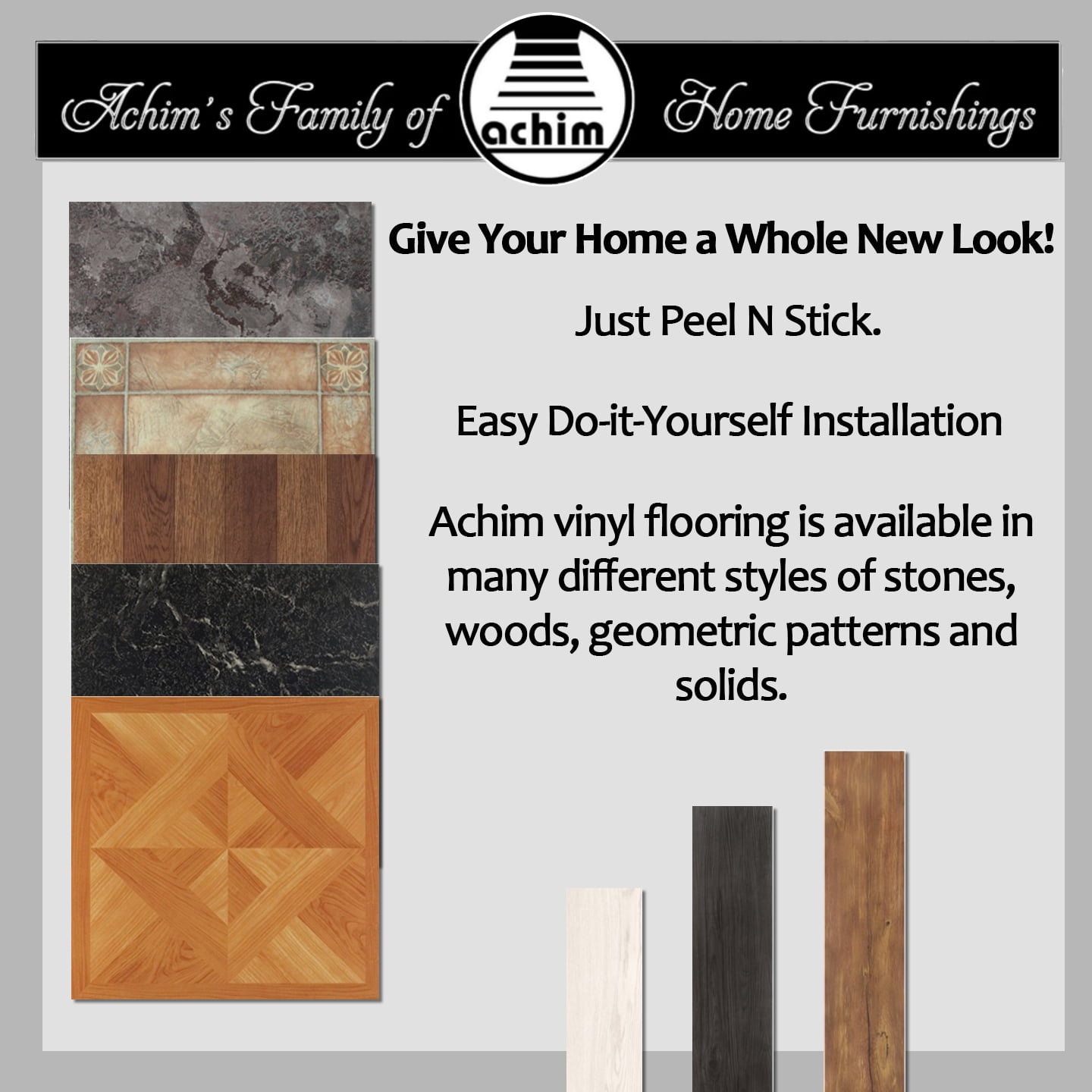 Achim Tivoli Self Adhesive Vinyl Floor Tile - 45 Tiles/45 Sq. ft., 12 x 12, Charcoal Grey Wood