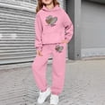 thumbnail image 2 of Girls Valentine's Day Hoodie Set Leopard Print Heart Pattern Hooded Hoodies Sweatshirt Pants Set Pink 3 Y-4 Y, 2 of 6