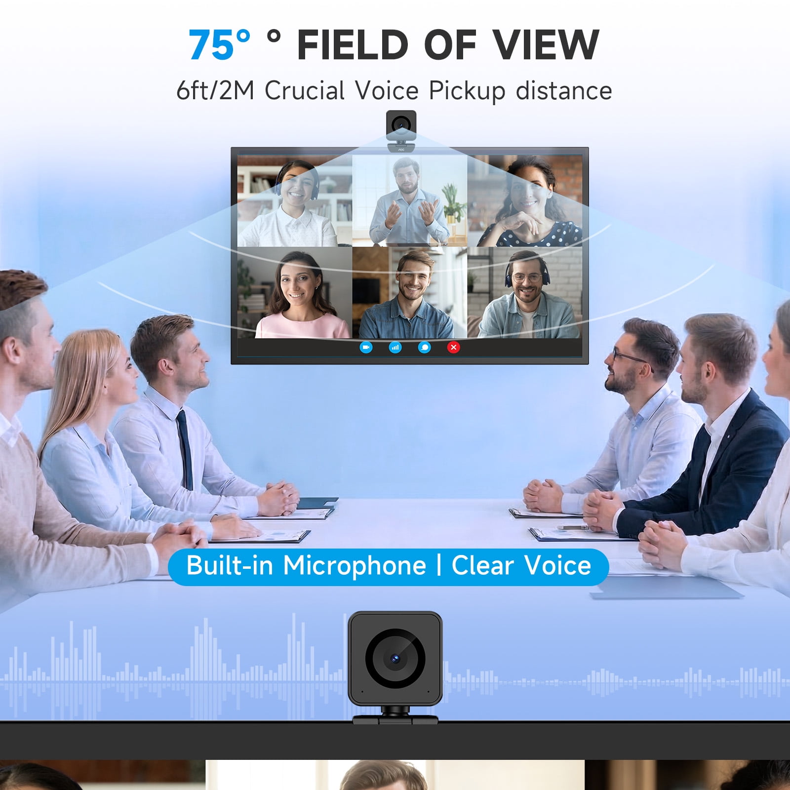 AOC 4K UHD Webcam for PC, Laptop, Mac, USB Streaming Camera with PDAF Autofocus,Auto Light Correction, 75° FOV, Privacy Cover for Video Conferencing, Zoom, Teams