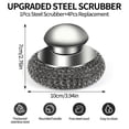 thumbnail image 2 of Januofit 5Pcs Steel Wool Scrubber with Replacement Wire Sponge Pads Set, Stainless Steel Scrubber with Handle for Scouring Stubborn Messes from Cast Iron, Pots, Pans, Grill, Stoves, Sink, 2 of 6