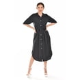 thumbnail image 5 of Vestido camisero con moño Roman Fashion /Juvenil, 4341 (Negro lineas) negro M, 5 of 5