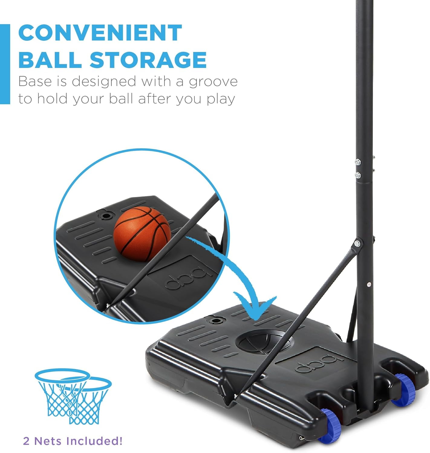 CHTER Kids Height-Adjustable Basketball Hoop, Portable Backboard Set w/ 2 Wheels, Fillable Base, 70.5in to 82.3in Tall
