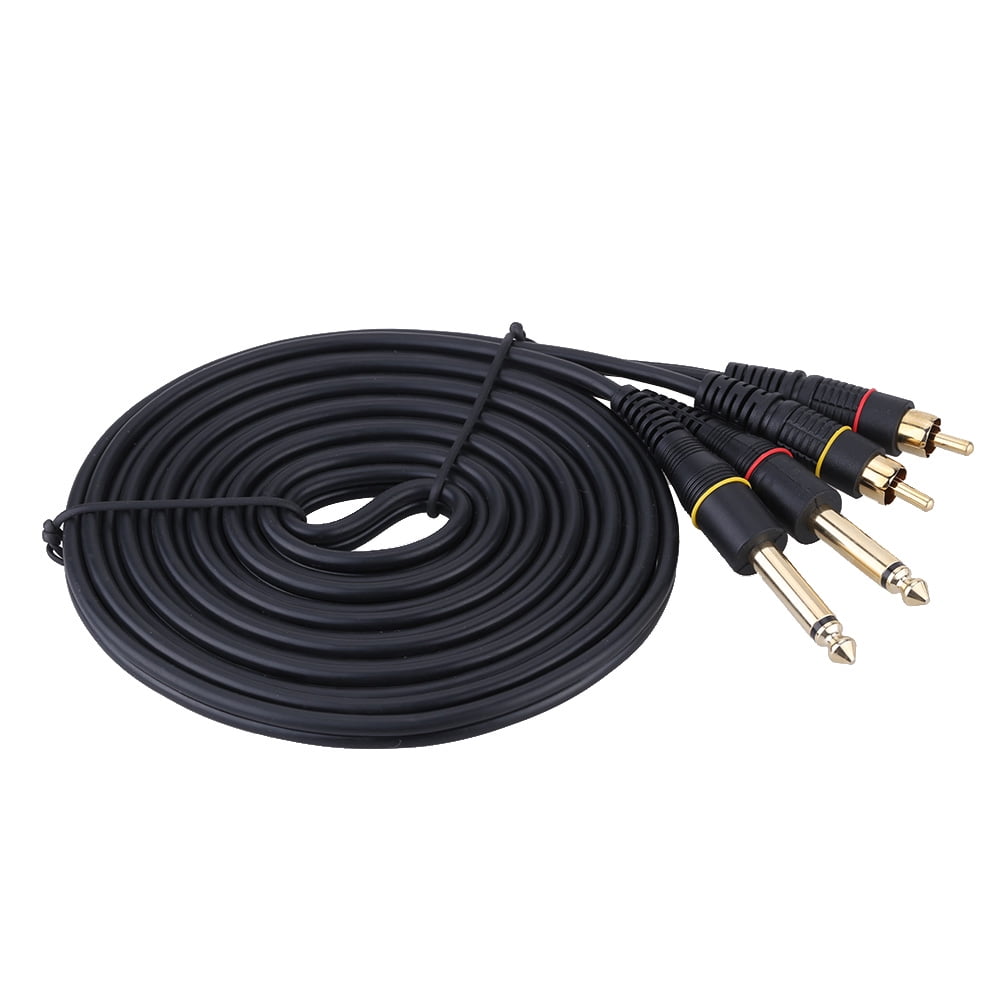 10ft Dual RCA Male Jack to Dual 6.35mm 1/4" TS Male Plug Stereo Audio Cable Cord Wire for Mixer