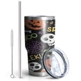 thumbnail image 2 of 30oz Happy Halloween Pattern Tumblers Stainless Steel Tumbler with Lid and Straw,Vacuum Insulated Double Wall Travel Tumbler Cups Mug with Cleaning Brush for Coffee,Tea, 2 of 7