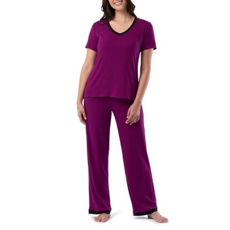 

Fruit of the Loom Women s Soft & Breathable V-Neck Pajama Set 2-Piece Sizes S-4X