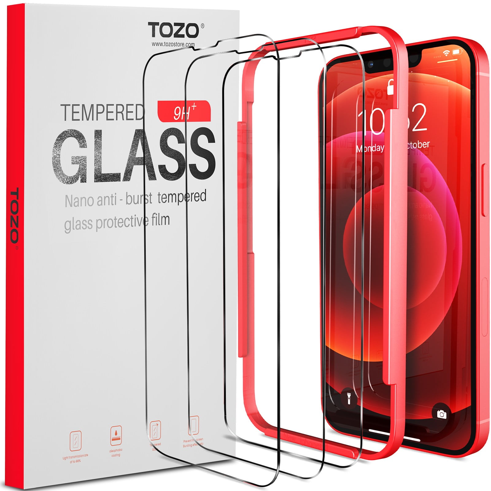 Compatible for iPhone 13 / iPhone 13 Pro Screen Protector 6.1 inch 3 Pack Premium Tempered Glass 0.26mm 9H Hardness 2.5D Film Easy Install