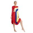 thumbnail image 3 of Aiihoo Womens Liturgical Worship Dance Dresses Lyrical Mock Neck Long Sleeve Curved Hem Dress Dancewear Red L, 3 of 7