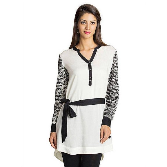 MOHR Women's Tunic Shirt with Printed Sleeves