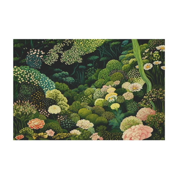 Vintage Japanese Botanical Floral Canvas Wall Art Green Plant Aesthetic for Home Bedroom Office 12*18in