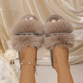 thumbnail image 4 of uublik Indoor Fuzzy Slippers for Women Winter Indoor House Shoes Comfortable Couple Home Footwear, Khaki, 4 of 7