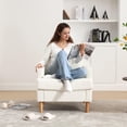 thumbnail image 4 of Techmilly Accent Chairs, Mid-Century Linen Fabric Armchair for Living Room, Modern Comfy Sofa Chair for Bedroom, Upholstered Reading Chairs for Reading Space, Wating Room - White, 4 of 9