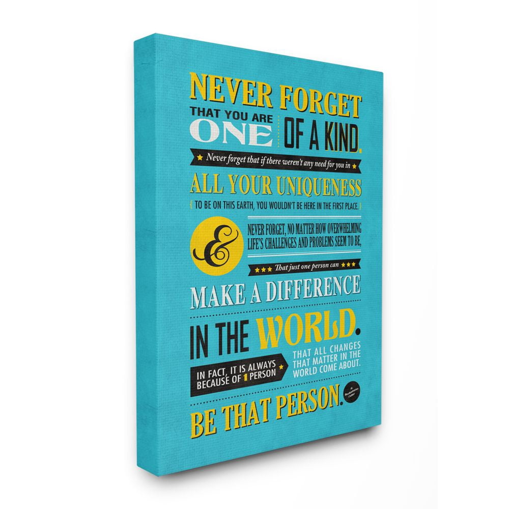 Stupell Industries One Of A Kind Inspirational Yellow Blue Design Canvas Wall Art by Ester Kay