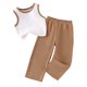 thumbnail image 2 of Conjuntos de camiseta sin mangas de cuello redondo para niños, chaleco sin mangas de color sólido de verano y pantalones largos, conjunto de dos piezas para niñas, top de poliéster, 2 of 5