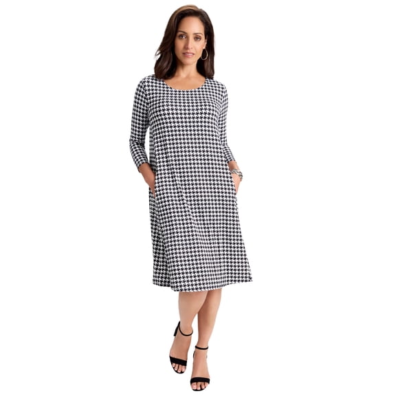 Jessica London Women's Plus Size Stretch Knit Three-Quarter Sleeve T-Shirt Dress