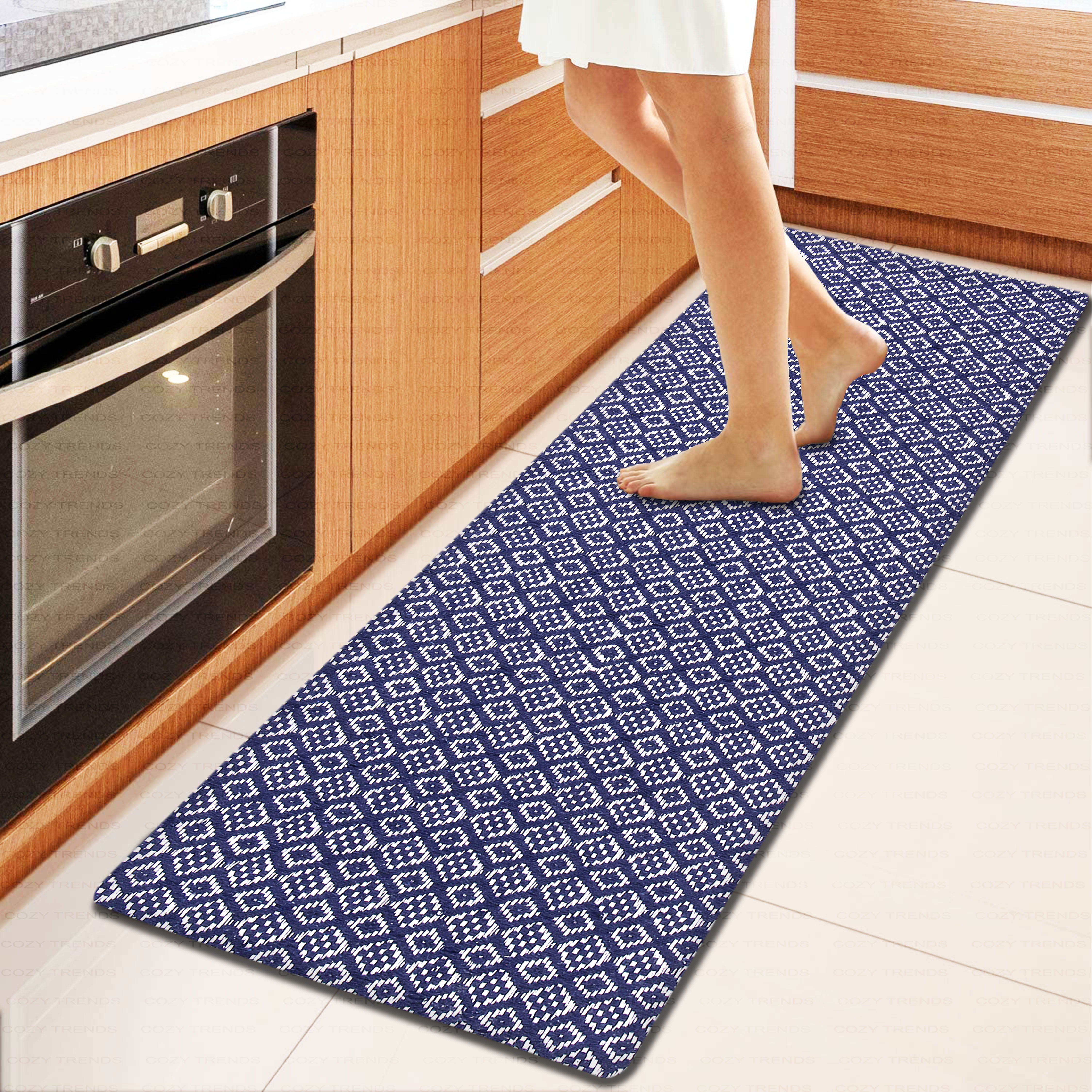 Galmaxs7 Kitchen Floor Mat Blue Kitchen Rugs Anti Fatigue Kitchen