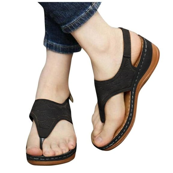Mepaouo Sandals for Women Comfort Orthopedic Dressy Summer Flip Flops Back Buckle Walking Shoes Size 8