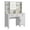 White, variant on Wood Vanity Desk with Mirror and Lights - Farmhouse Makeup Vanity Desk with Storage Shelves - Dressing Table with Power Outlet for Bedroom Dressing Room