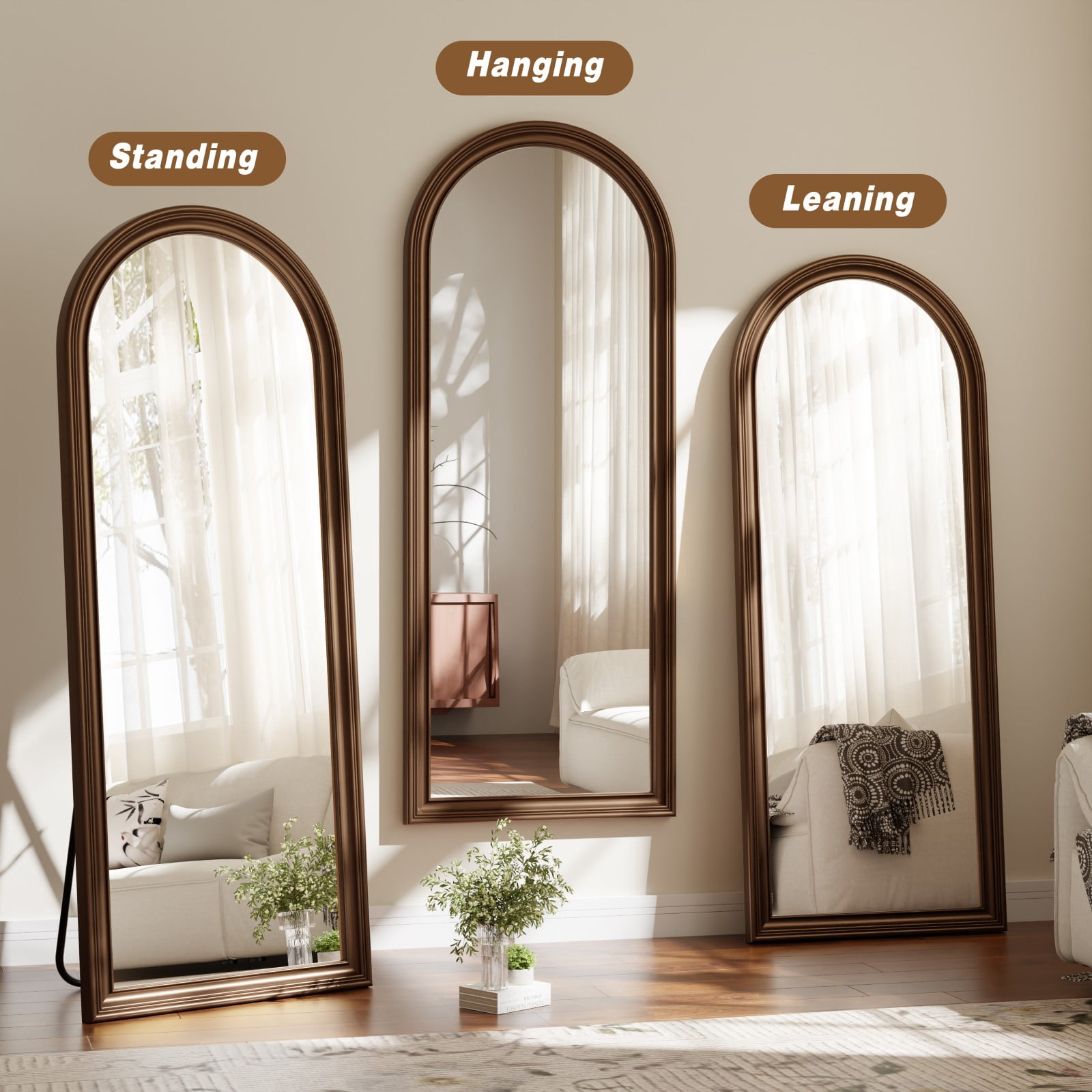 SHATTERVIEW 71"x32" Arched Full Length Mirror Floor Mirror Vintage Mirror, Antique Bronze