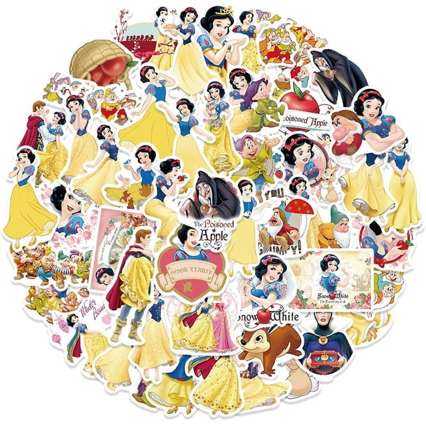 50-Pack Snow White Themed Waterproof Stickers for Water Bottle Cup Laptop Bicycle Skateboard Luggage Vinyl Graffiti Patch