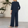thumbnail image 3 of Two Piece Sets for Women 3/4 Length Sleeve Lounge Sets Summer Spring Vacation Travel Outfits Fashion Clothing Navy 2XL, 3 of 5