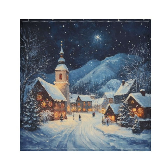 Napkin Satin Napkin 20*20Inchx1 Kitchen Towel Dinner Plate Towel Decorative Towel Napkin Tea Towel Suitable For Kitchen Table Christmas Snow Picture