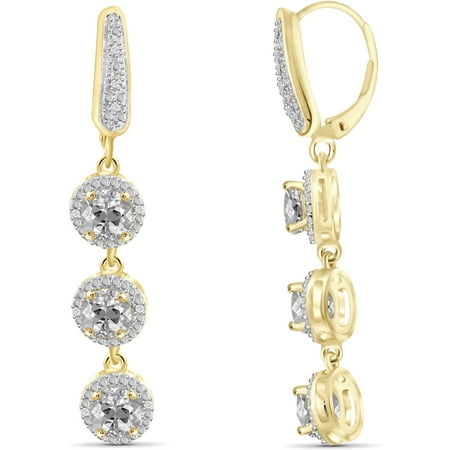 JewelersClub 3 3/4 Carat T.G.W. White Topaz And White Diamond Accent 14kt Gold Over Silver Dangle Earrings