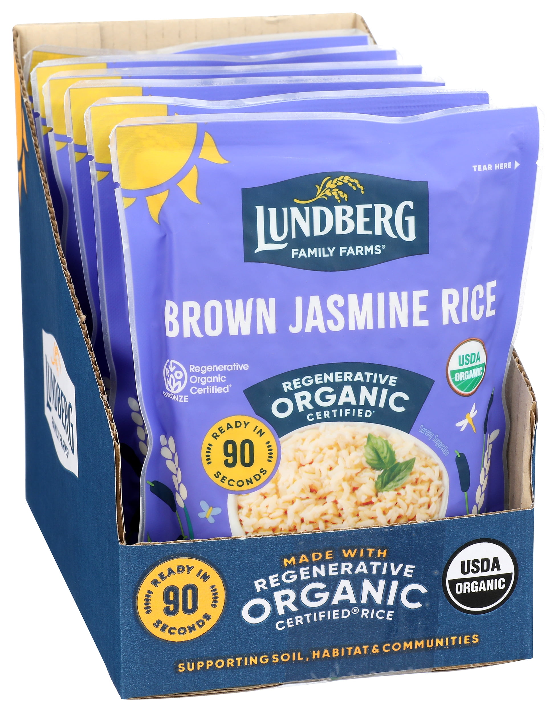 Pack of 6, Lundberg Regenerative Organic Certified® Brown Jasmine Rice, 8 oz