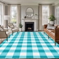 thumbnail image 2 of Rectangle Rug 6x9ft Area Rug, Teal Blue White Plaid Lattice Area Rugs for Living Room Bedroom, Abstract Gradient Line Floor Mat Non-Slip Non-Shedding Carpet Indoor Accent Rugs, 2 of 9