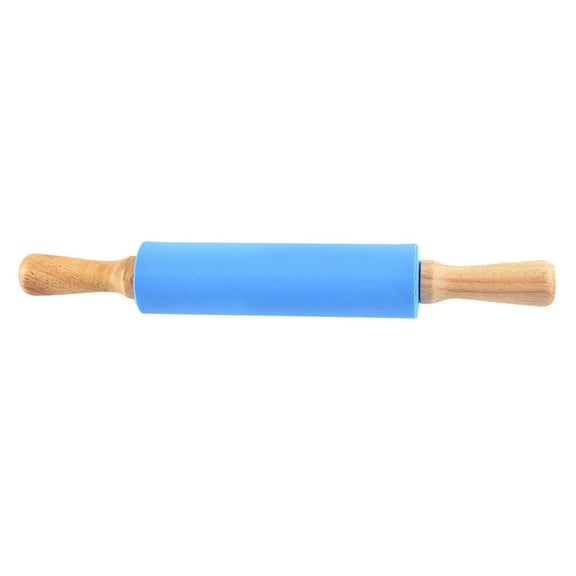 Foxnovo Silicone Rolling Pin with Wooden Handles for Dough Pizza and Pastry
