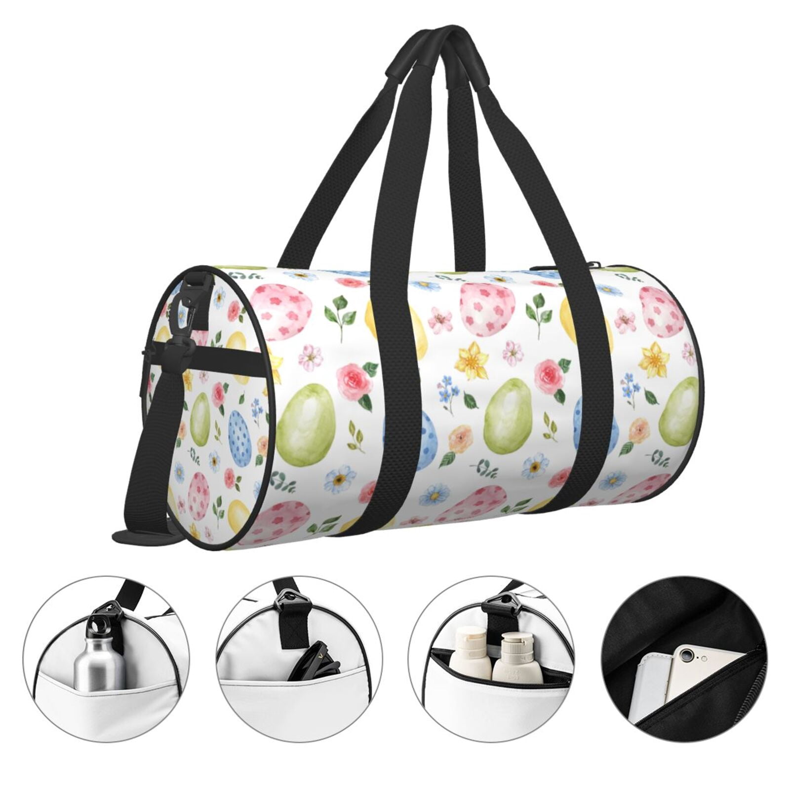 Vsdgher Easter Egg3 45L Foldable Duffel Bag, Sports Gym Bag,Overnight Bag, Portable Weekender Bag for Airplanes