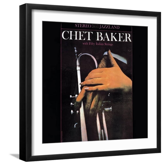 Art.com Chet Baker - With Fifty Italian Strings Art Print, Black Frame Wall Art, 21" x 21"