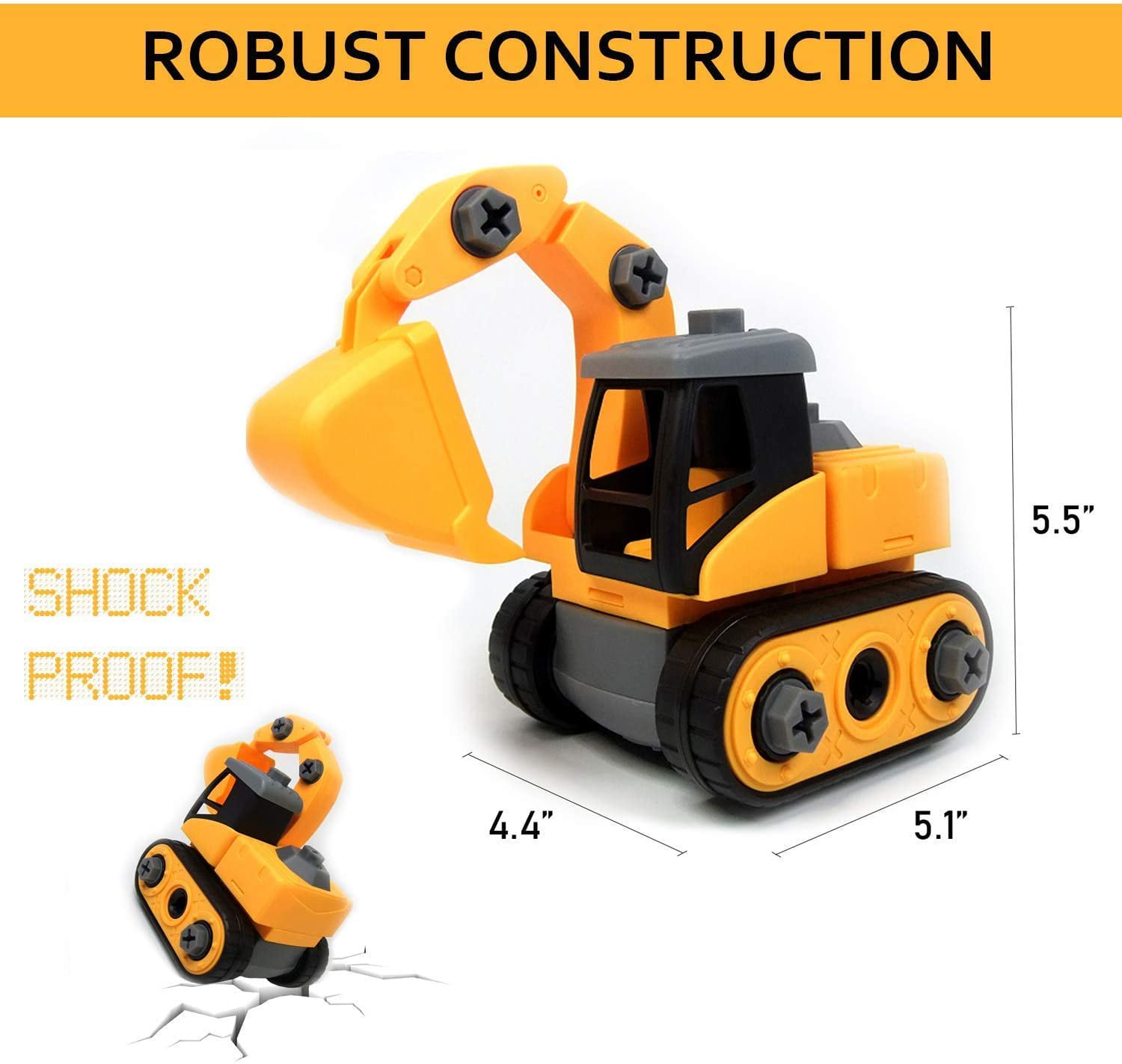 iLifeTech Car Toys Excavator Toy Educational Building Tractor for 3-12 Years Old Boys and Girls 