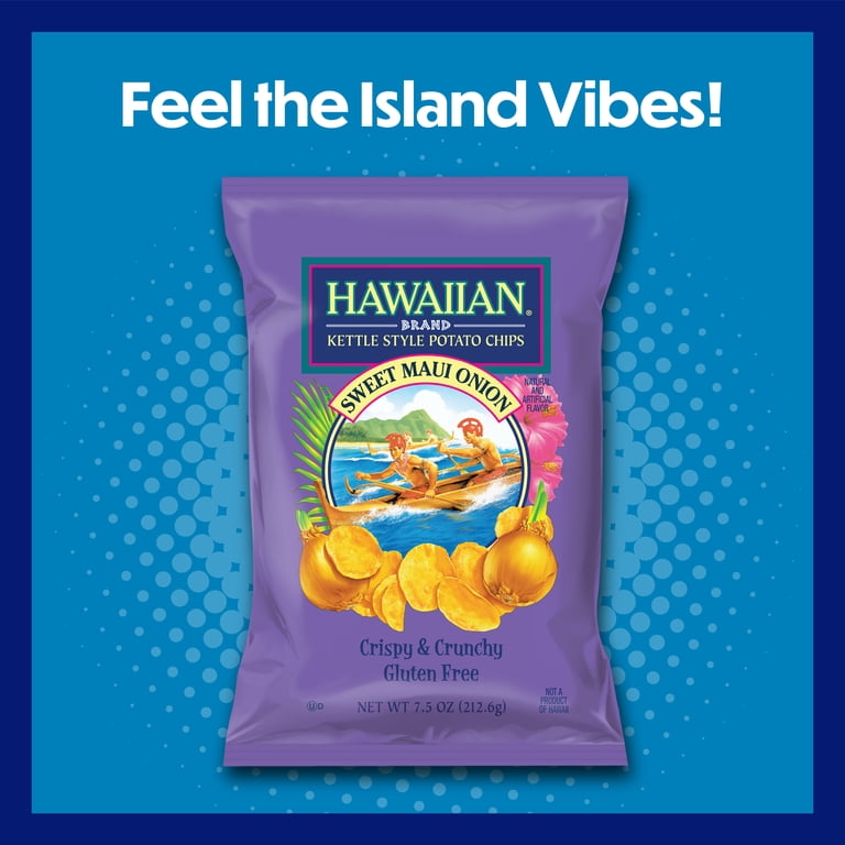 Hawaiian Brand Sweet Maui Onion Kettle Style Potato Chips, Gluten